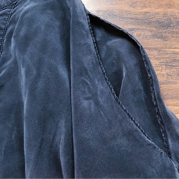 BCBGMaxAzria • black silk mini dress dolman sleeve cold shoulder shift tunic - Picture 6 of 10